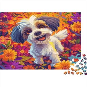 Karumkok Maltese Dog Jigsaw Puzzles Adults Fun 300 Piece Puppy Home Decoration Toy Intellectual Game Education Game Stress Relief Relaxation And Intelligence 300pcs (40x28cm)