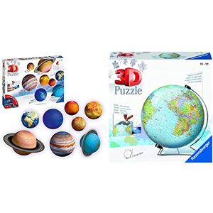 Ravensburger Planetary Solar System 3D Globe Jigsaw Puzzle Set for Kids Age 6 Years Up & World Globe on a V-Stand 3D Jigsaw Puzzle for Adults and Kids Age 10 Years Up - 540 Pieces