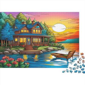 NEZHADAD Canoe Lake 300 Piece Jigsaw Puzzles Brain Challenge Jigsaw Puzzle Toy Cool Dog Family Fun Dog Jigsaw PuzzleSustainable Puzzle AdultsGreat Gift 300pcs (40x28cm)