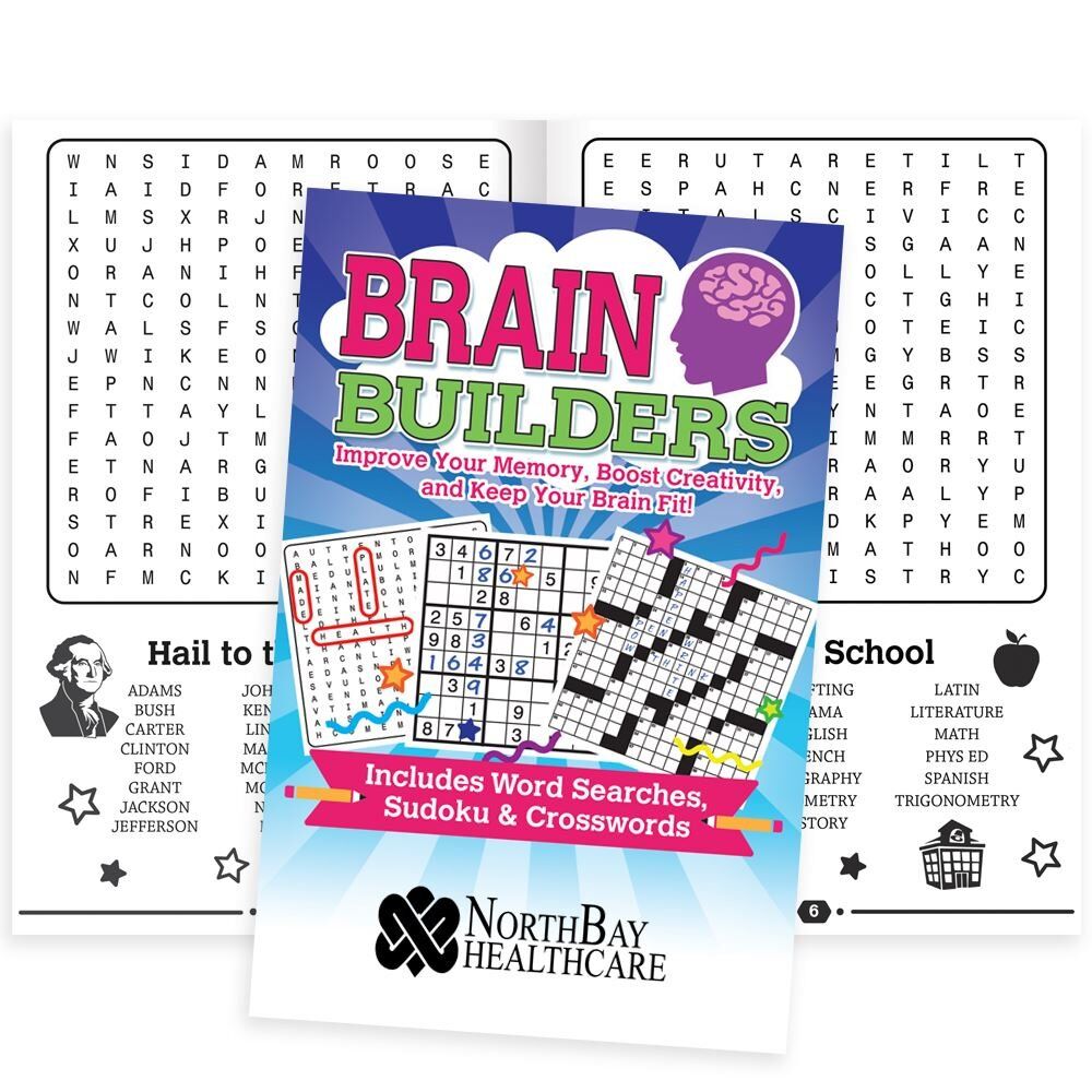 Positive Promotions 100 Brain Builders Puzzle Books For Adults Of All Ages - Personalization Available