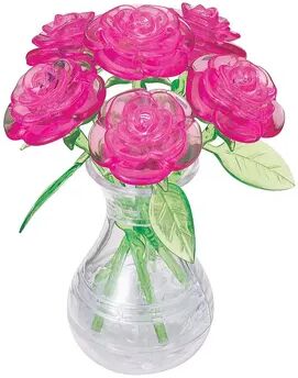 University Games 3D Crystal Puzzle - Roses in a Vase 47-Pieces, Multicolor