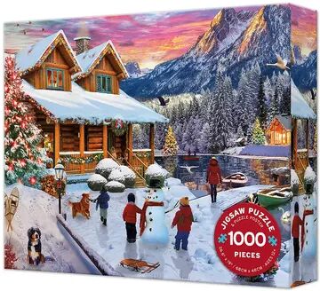 Ceaco Lake Cabin at Christmas 1000 Piece Puzzle, Multicolor