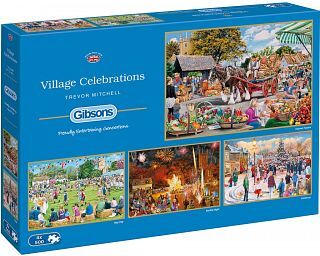 Gibsons Games Village Celebrations - 4 x 500 Piece Jigsaw Puzzles