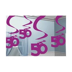 5 Swirl Girlanden 50. Geburtstag `Pink Shimmer`