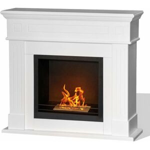 DIVINA FIRE Bioethanol-Standkamin Cambridge aus Holz 3,5 kW Modernes Dekor -Weiß