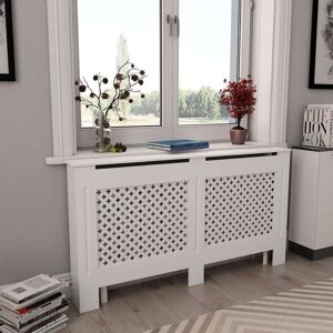 vidaXL radiatorskjuler MDF 152 x 19 x 81,5 cm hvid