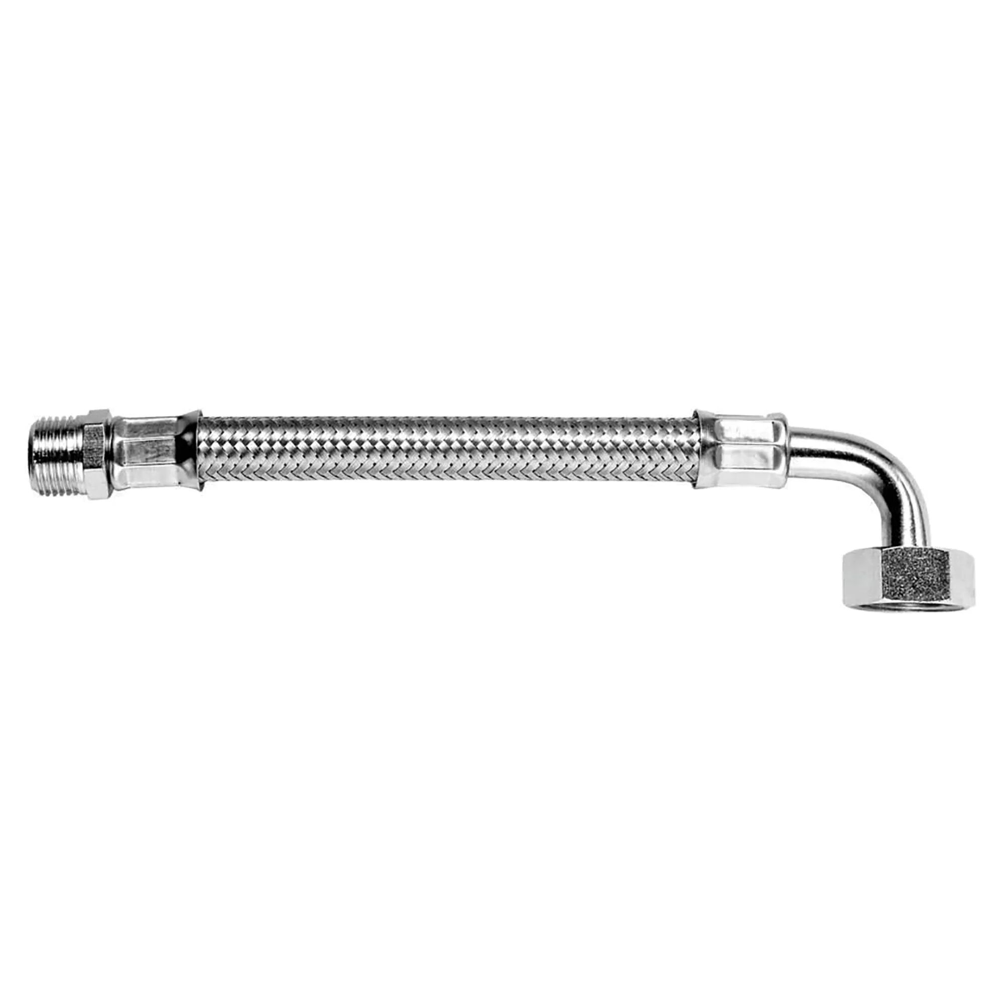 Faid FLESSIBILE ACCIAIO INOX M1/2''xF3/4'' LUNGHEZZA 30 cm ATTACCO CURVO 90° PORTATA 76 l/min