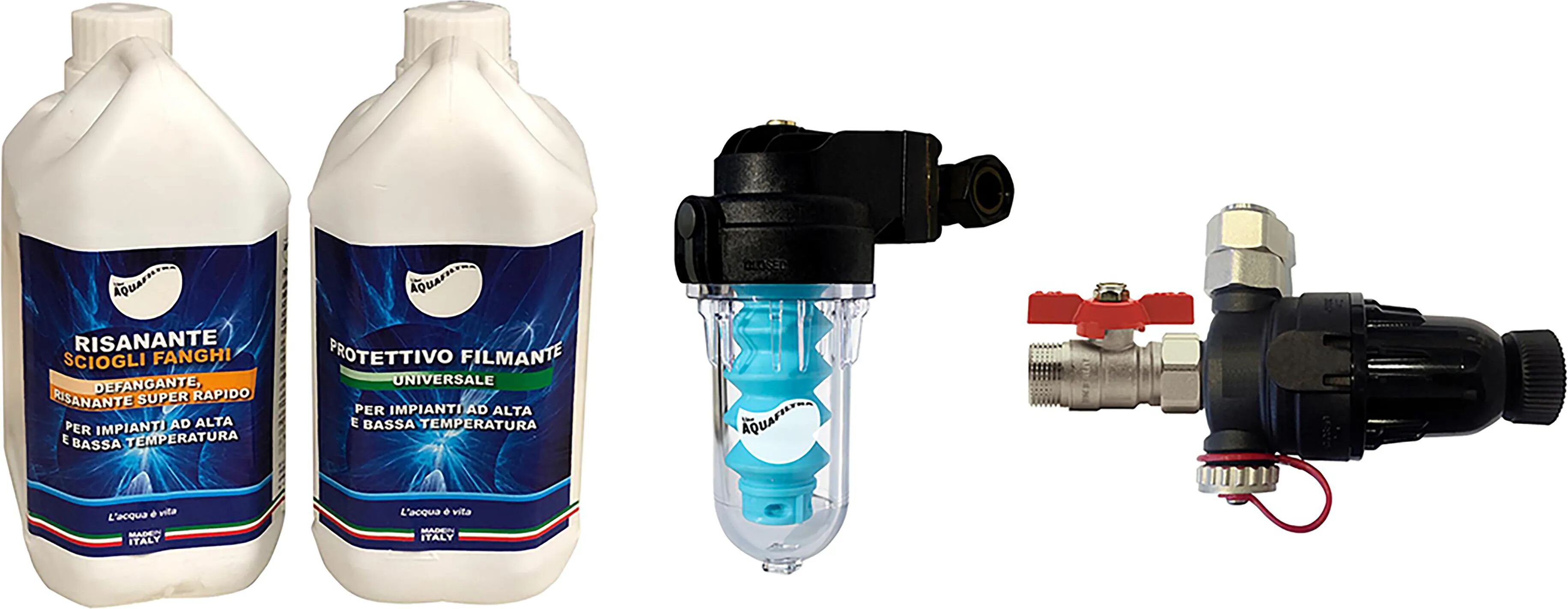 Acquafiltra KIT PROTEZIONE CALDAIA DEFANGATORE DOSATORE + FILMANTE 1 l + RISANANTE 1 l