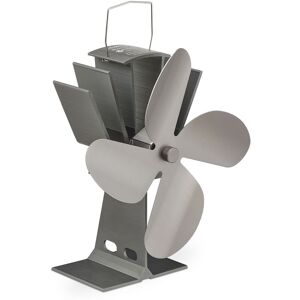 Stove Fan, without Electricity, Low Noise for Fireplace & More, Heat Driven & Resistant, 4 Blades, Fan, Silver - Relaxdays