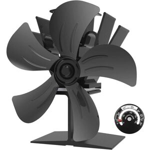 Wood Stove Fan - 5 Blades Stove Fans for Wood/Wood Stove/Fireplace, Quiet, Eco-Friendly, Black - Rhafayre