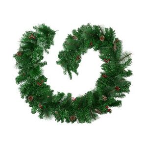 tectake Weihnachtsgirlande naturgetreu mit Tannenzapfen 2,7m - rot/grün