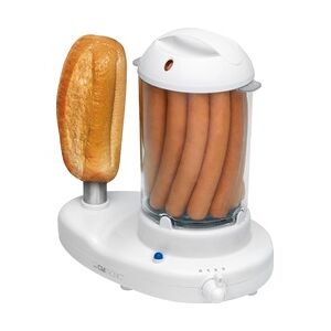 Clatronic HDM 3420 EK N Hot Dog Maschine, 1-14 Würstchen, Kochen von bis zu 6 Eiern, Brötchenhalterung 350W Weiß