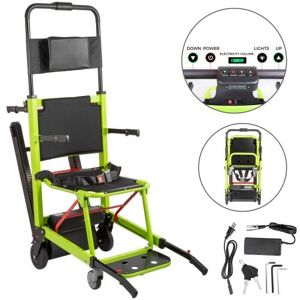 VEVOR Elektrisk Trappeklatring Kørestol Vægt Kapacitet 350 lbs Trappeklatrestol Nødtrappeklatrestol Foldebatteridrevet Crawler-klatrestol (grøn)
