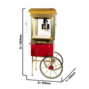 GGM Gastro - Machine a pop corn - Capacite : 250 gr - Seau a maïs et eclairage inclus Rouge / Or