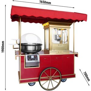 GGM Gastro - Machine a pop corn et machine barbe a papa avec chariot - Éclairage inclus Rouge / Or