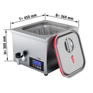 GGM Gastro - Cuiseur sous vide - 16 litres - 500 Watt - avec robinet de vidange & couvercle Argent