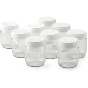 Coffret de 6 pots yaourt verre avec couvercle et égouttoir