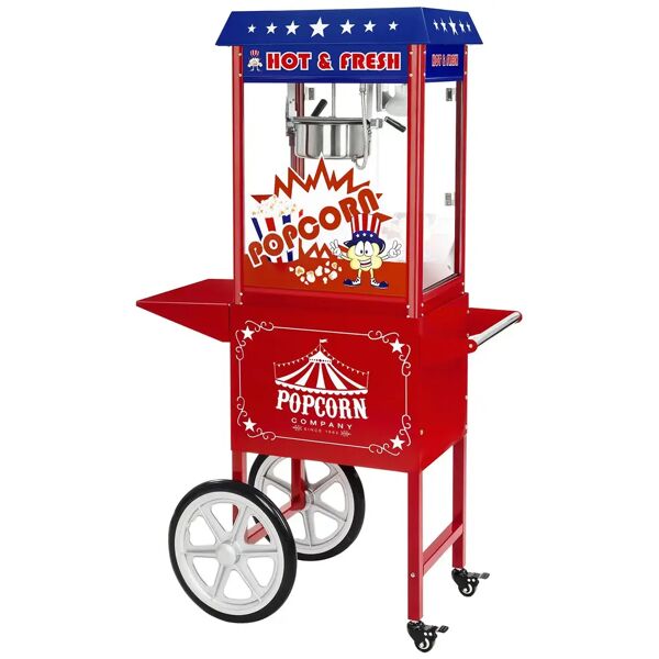 royal catering macchina per popcorn - carrello incluso - design americano rcpw-16.1