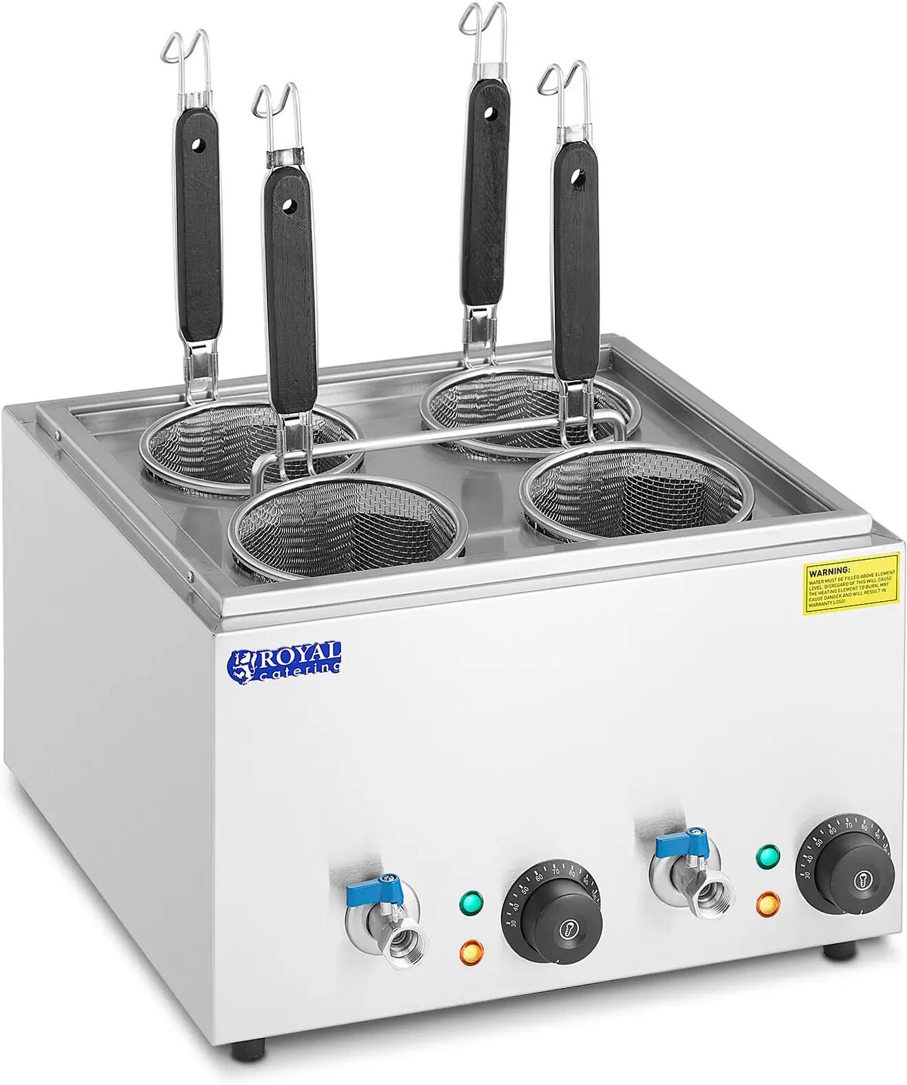 royal catering cuocipasta elettrico con 4 cestelli - temperatura: 30 - 110 °c rc-0042