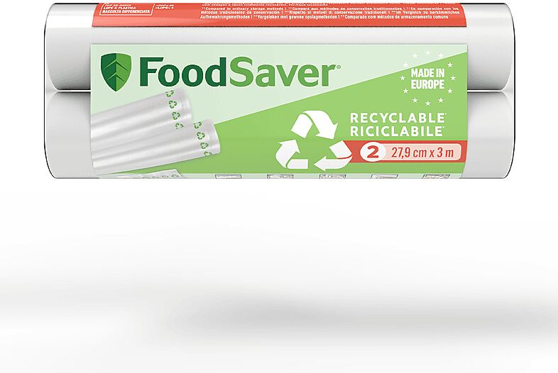 FOODSAVER 2 Rotoli da 28 cm x 3 m per macchina sottovuoto  rotoli ricicl 28cmx3m