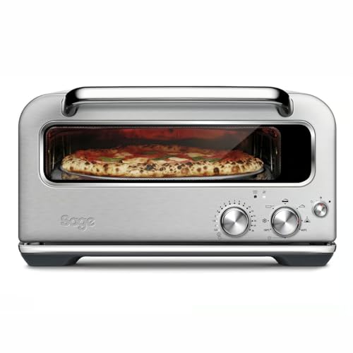Sage Appliances Sage The Smart Oven Pizzaiolo Pizzaoven Baksteenovenprestaties voor houtovenpizza's, Geborsteld Roestvrij Staal
