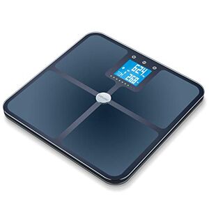 Beurer BF950 Body Analysis Bathroom Scale with App - Black Detailed full body analysis including BMI calculation 8 user profiles with 30 memory spaces each LED target indicator App compatible