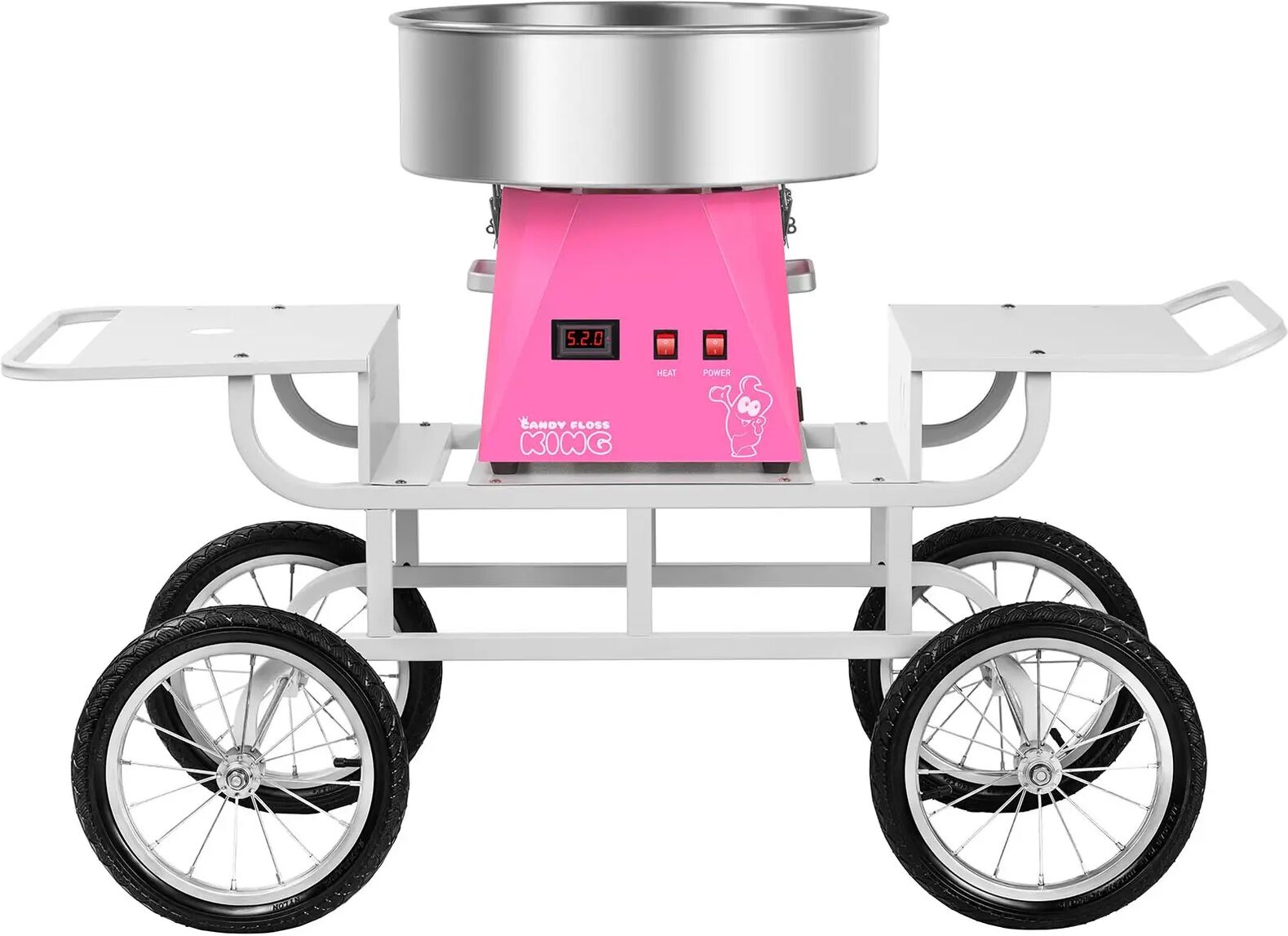 Royal Catering Candy Floss Machine Set with Cart - 52 cm - Pink/White