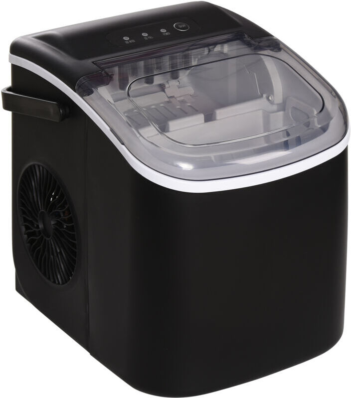 Ice Maker w/ Ice Scoop Basket 12Kg in 24 Hrs 9 Cubes Ready in 6-12Mins White - Black - Homcom