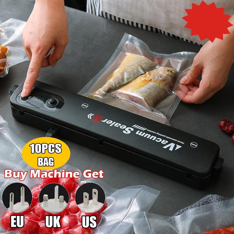 RC HOME Electric Vacuum Food Sealer Automatic Commercial Household Kitchen Sealing Packaging Machine Packer with 10pcs Saver Bags