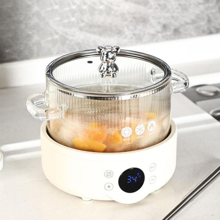 A MIJIA Home Multi-functional Pot Two-ear Anti-scald Glass Instant Noodles Bowl with Lid Household Health Care Electric Ceramic Stove Cooking Soup Pot