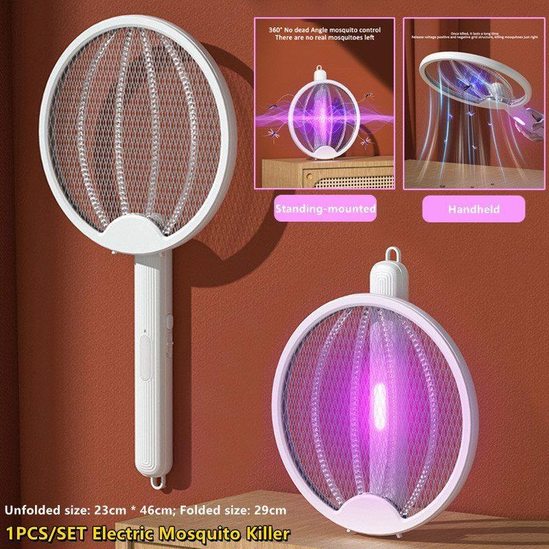 YJSTY Two In One Lithium Battery Household Foldable Mosquito Swatter Outdoor Electric Mosquito Killer Light Wave USB Rechargeable Fly Insect Trap