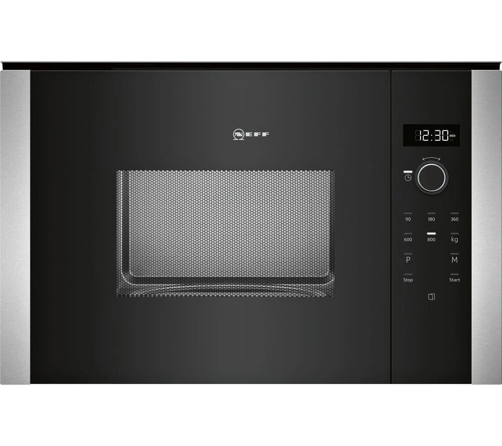 NEFF HLAWD23N0B Black 60cm Built in Solo Microwave - Black / Stainless