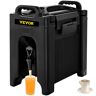 VEVOR Insulated Beverage Dispenser, 2.5 Gal, Double-Walled Beverage Server w/ PU Insulation Layer, Hot and Cold Drink Dispenser w/ 2-Stage Faucet Handles Nylon Latches Vent Cap, NSF Approved, Black