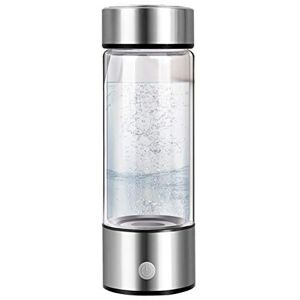 GeKLok Hydrogen Water Bottle, Portable Hydrogen Water Maker, USB Charge Hydrogen Generator, Rich Water Ionizer Alkaline Water Bottl, Great for Office, Travel and Work(Silver)