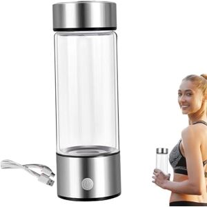 Zasdvn Outdoor Hydrogen Water Bottle, Hydrogen Water Bottle Generator, Hydrogen Water Machine, Hydrogen Rich Water Generator Bottle Glass Health Cup For Home Travel, Rechargeable(Silver)