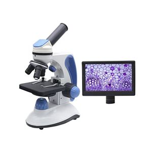 FIERRG Équipement de Microscope de Laboratoire 4 0x-2000x Microscope monoculaire, avec des lumières supérieures/inférieures réglables LED Éclairage Accessoires pour microscopes (Color : Set 4) - Publicité