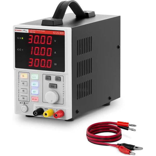 stamos soldering alimentatore da banco - 0 - 30 v - 0 - 10 a dc - 300 w - 4 posizioni di memoria - display led a 4 cifre s-ls-103