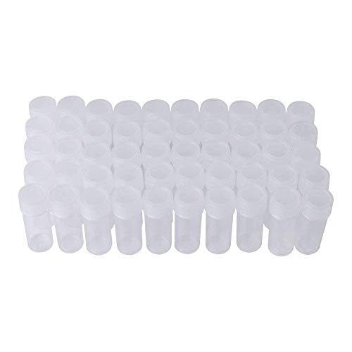 Hilitand 100 stuks 5 ml volume plastic monsterflessen kleine opslagcontainer reageerbuis flacon opslagcontainer, boring dia. 14 mm, hoogte 40 mm