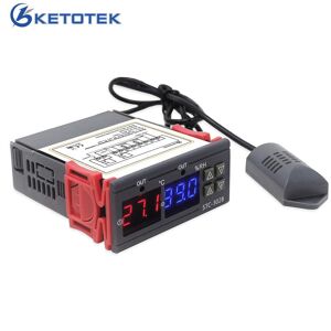 KETOTEK Dual Digital Thermostat Hygrostat Relay Temperature Humidity Controller Regulator Control Switch