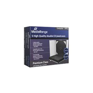 MediaRange - Cd-hylster for lagring - kapacitet: 2 CD/DVD - sort, gennemsigtig (pakke med 5)