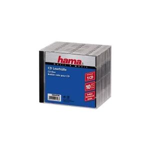 Hama - Cd-hylster for lagring - kapacitet: 1 CD - sort, gennemsigtig (pakke med 10)
