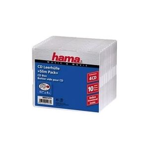 Hama CD-ROM Slim Pack 4 - Boîtier plastique mince pour stockage CD - capacité : 4 CD - transparent (pack de 10) - Publicité