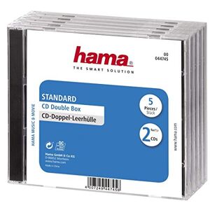 Hama Boîtier standard double (pour CD et disques Blu-Ray, Étui protecteur pour CD, paquet de 5) Noir/Transparent - Publicité