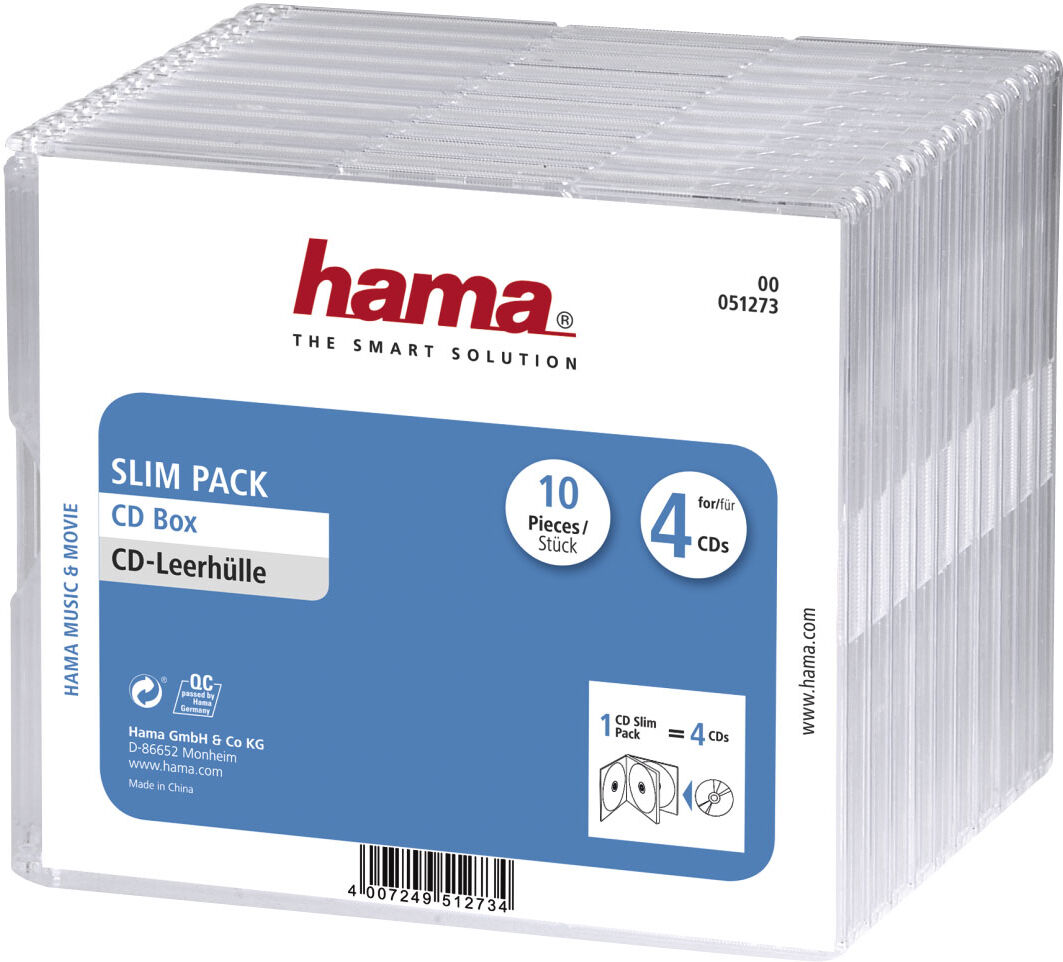 Hama Boitier "Slim" pour 4 CD (x10) Transparent