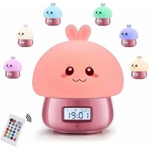 PESCE Alarm clock children girls, light alarm clock wake up light diy recording, 11 natural sounds, 7 colors night light