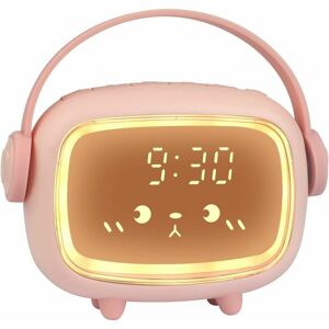 HOOPZI Alarm Clock for Kids,Cute Wake Up Digital Alarm Clock 2 Alarms Volume Adjustable Multifunctional Timer Countdown/Snooze/Voice Control Rechargeable