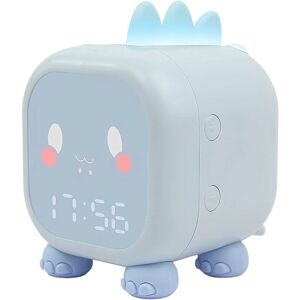 AOUGO Cute Children's Alarm Clock, Multifunctional Adjustable Night Light Countdown Repeat Control Rechargeable, Children's Gift (Blue)