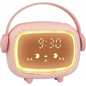 PESCE Digital Children's Alarm Clock Children's Alarm Clock for Girls Boys Digital Clock Angel Night Light led Alarm Clock with Light Bedside Lamp Pink