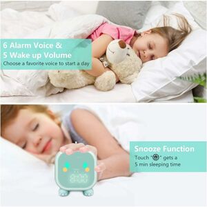 PESCE Dinosaur Small Alarm Clock Bedroom Dedicated Electronic Clock Smart Alarm Green