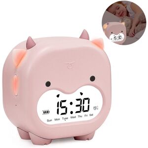 Pesce - Kids Alarm Clock, Digital Alarm Clock for Bedroom Children's Sleep Trainer, Night Light, Sleep Timer and Snoozing Rechargeable Cute Digital